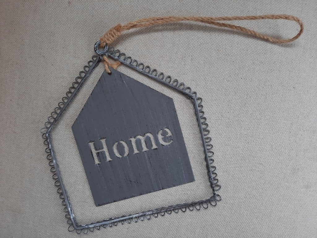 HOME huisje van zwart lei steen, Ophalen of Verzenden
