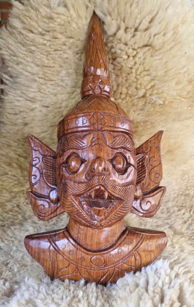 Wandsculptuur Teak - Exotische Houtsnijwerk, Antiek en Kunst, Kunst | Beelden en Houtsnijwerken, Ophalen of Verzenden
