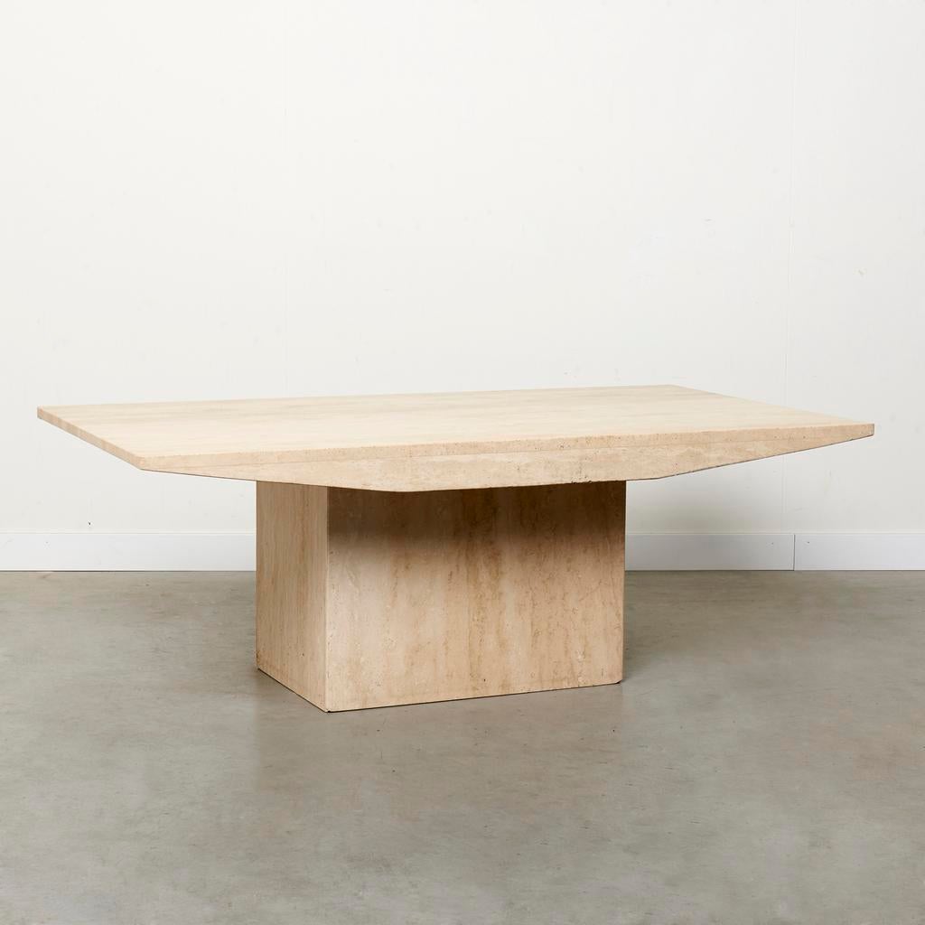 Vintage travertin salontafel jaren 60 70 design italiaans, Huis en Inrichting, Tafels | Salontafels, Ophalen, Overige materialen