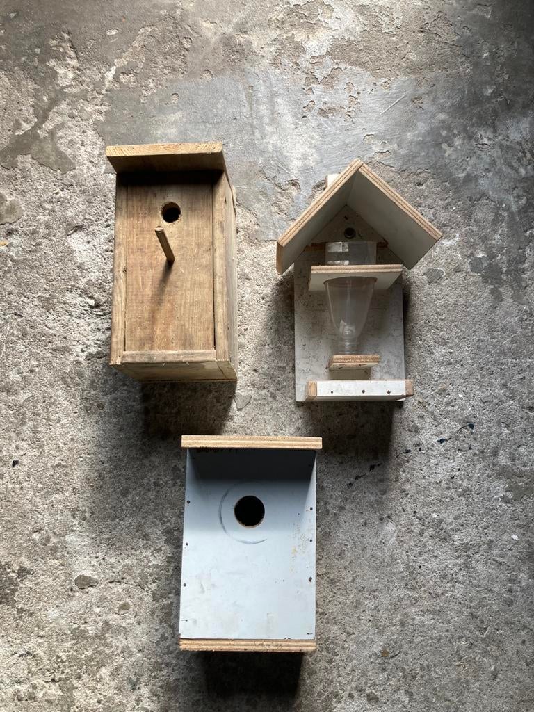 3 verschillende vogelhuisjes van hout, Ophalen, Gebruikt