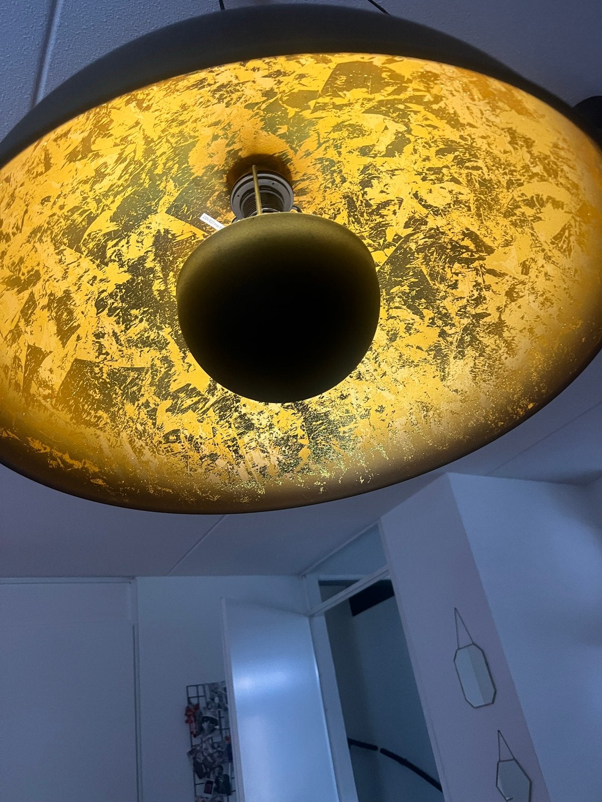 2x Eetkamerlampen Zwart met Goud Detail, Ophalen, Zo goed als nieuw, Metaal