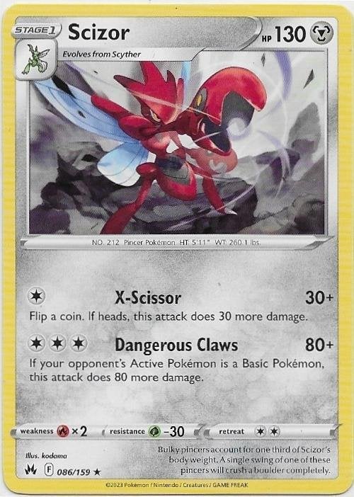 Crown Zenith,  Scizor [rare] 86/159, Verzenden, Nieuw, Losse kaart