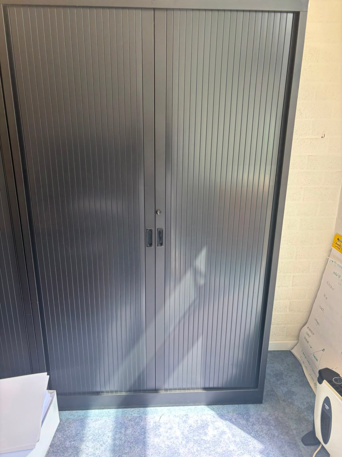 Metalen rolluikkast uittrekbare legborden voor hangmappen, Ophalen, Gebruikt, 100 tot 150 cm, Met slot