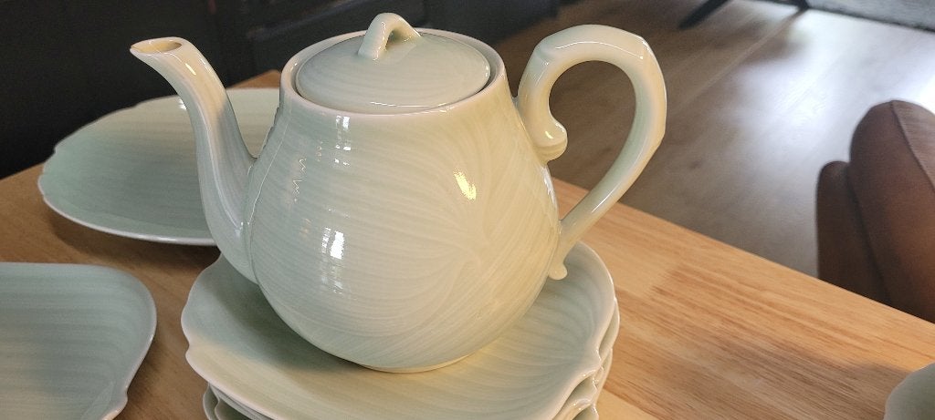 Leuk oud mintgroen thee/koffieserviesje, Ophalen of Verzenden