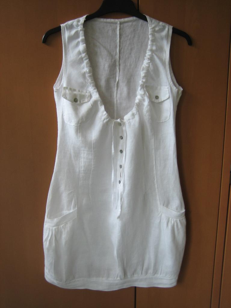 Nieuwe witte linnen jurk of tuniek, maat 36-38 SNAZZEYS, Maat 38/40 (M), Verzenden, Wit, Nieuw