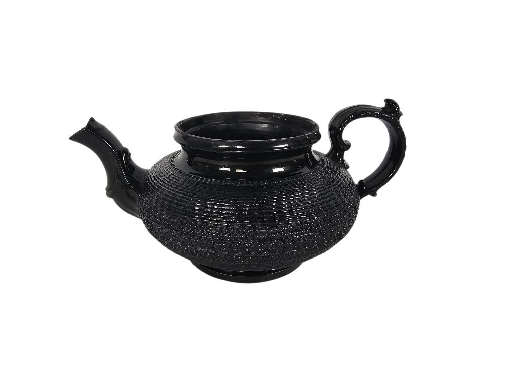 Wedgwood - basalt - theepot - 'rouwservies' - 19e eeuw, Antiek en Kunst, Ophalen of Verzenden