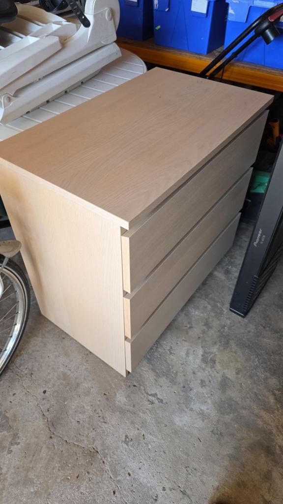 Ikea Malm ladekast -  wit gelazuurd eiken fineer, Ophalen, Gebruikt, Eikenhout, 50 tot 100 cm