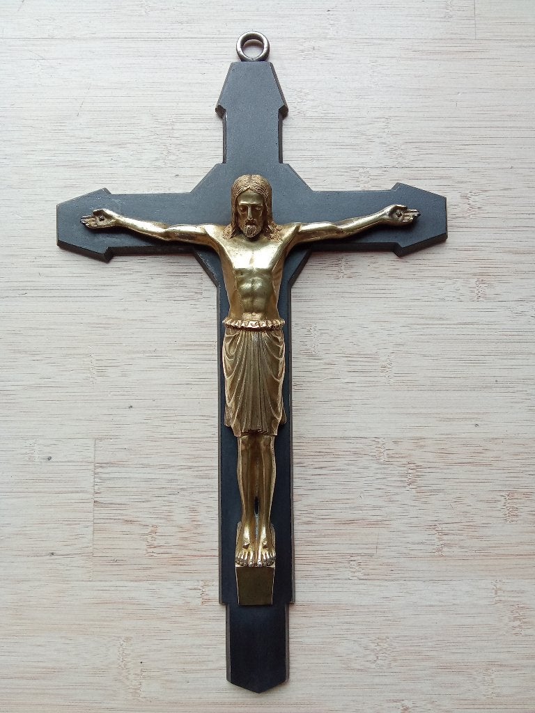 Kruisbeeld - corpus Christi art - deco, Ophalen of Verzenden, Gebruikt, Christendom | Katholiek