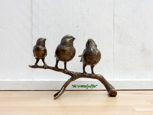 015* Bronzen 3 vogels (Boven €75 geen verzendkosten), Ophalen of Verzenden, Nieuw, Overige materialen, Dierenbeeld