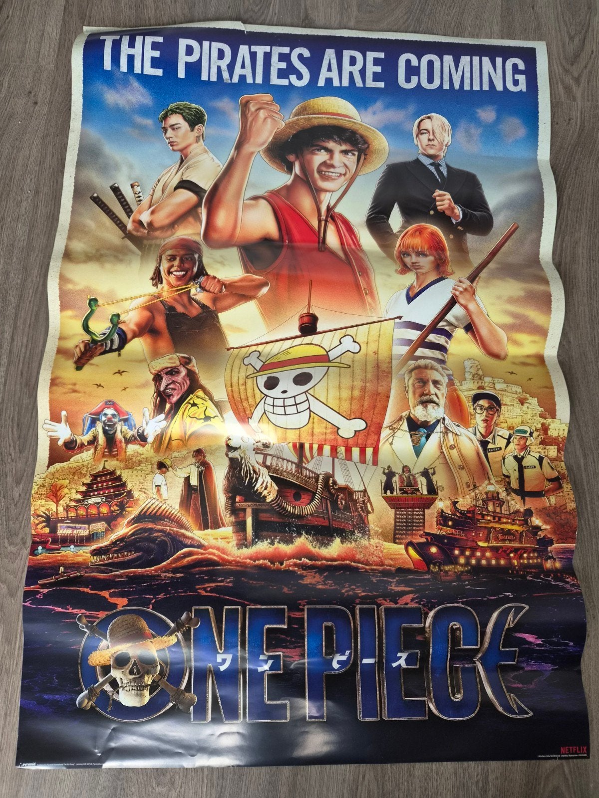 One Piece Netflix Live Action Poster -The Pirates Are Coming, Ophalen, Gebruikt, Rechthoekig Staand, Film en Tv