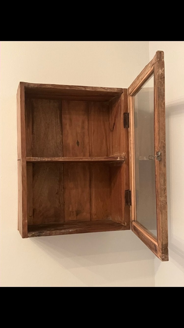 Authentiek Indiaas (school)kastje Vintage, Ophalen, Overige houtsoorten, 50 tot 100 cm, Zo goed als nieuw