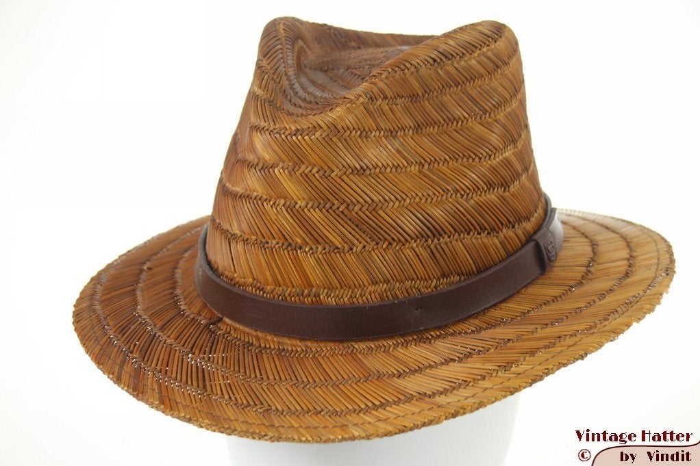 Zomer Brixton Messer Straw Fedora brown M bruin stro 58 New