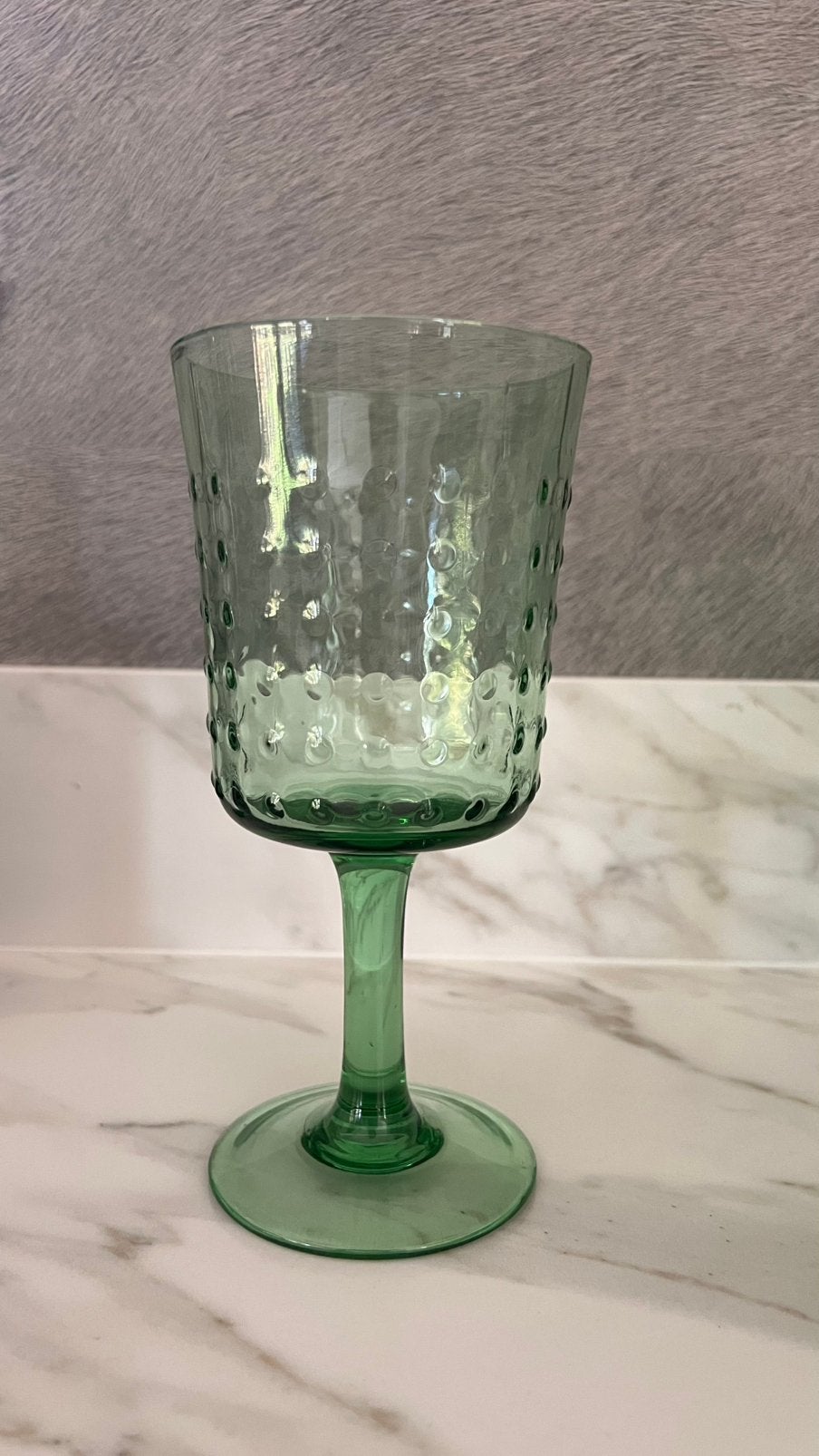 6-tal groene wijnglazen op voet met knobben, Verzamelen, Ophalen of Verzenden, Zo goed als nieuw, Overige typen