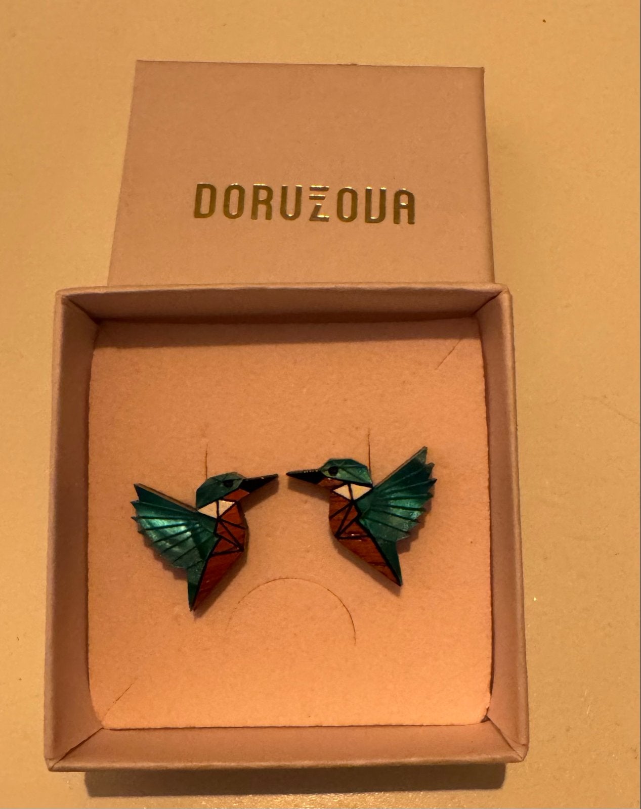 DORUZOVA IJsvogel Oorbellen - Uniek en Handgemaakt, Overige materialen, Overige kleuren, Nieuw, Ophalen of Verzenden