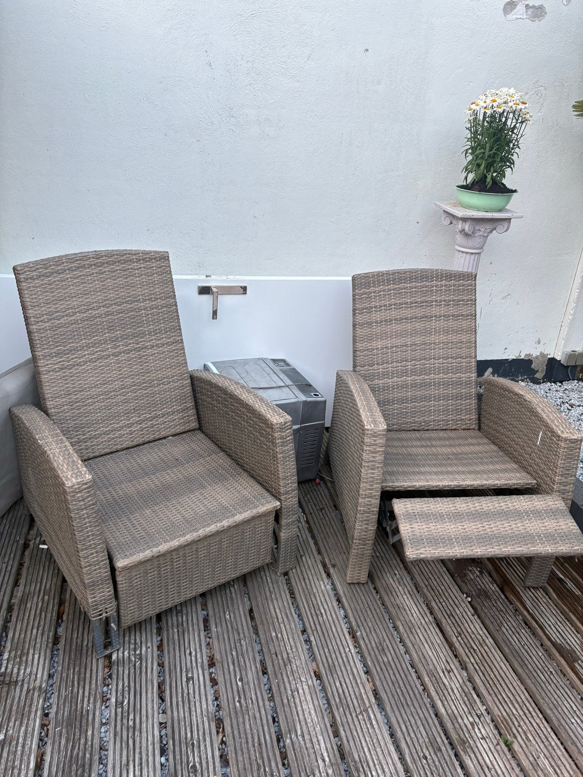 Verstelbare tuinstoelen (2 stuks) - Wicker, Tuin en Terras, Tuinstoelen, Ophalen, Gebruikt, Wicker, Verstelbaar