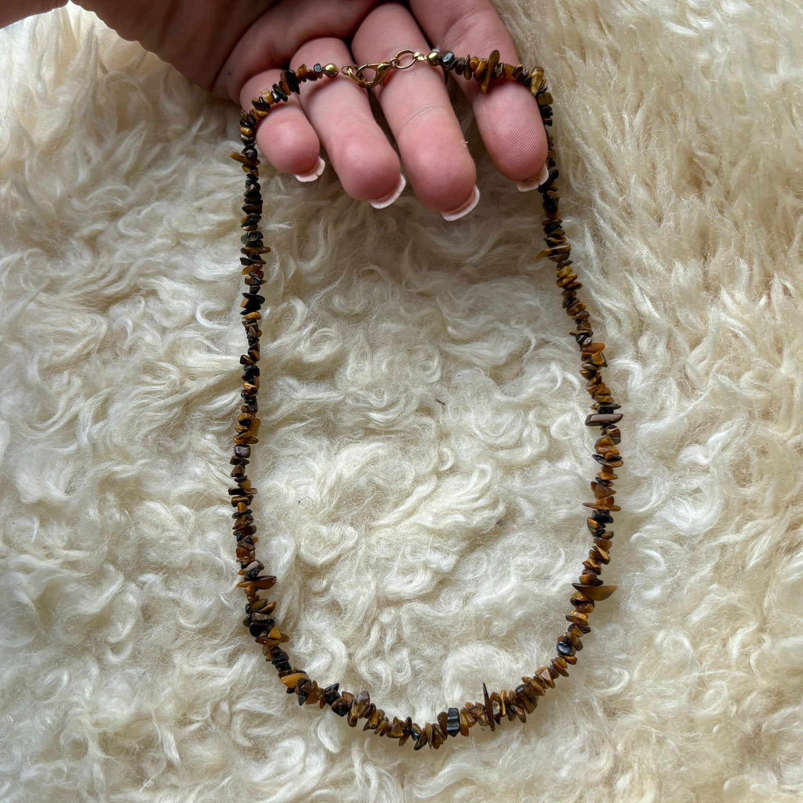 Tijgeroog ketting met natuurlijke steentjes, Sieraden, Tassen en Uiterlijk, Kettingen, Bruin, Verzenden, Nieuw, Steen of Mineraal