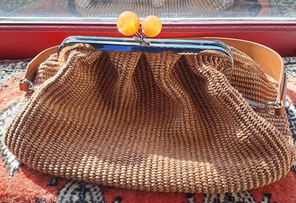 MAX MARA WEEKENDTAS PASTICCINO NABARRO MEDIUM LEER CLUTCH, Ophalen of Verzenden, Nieuw, Bruin