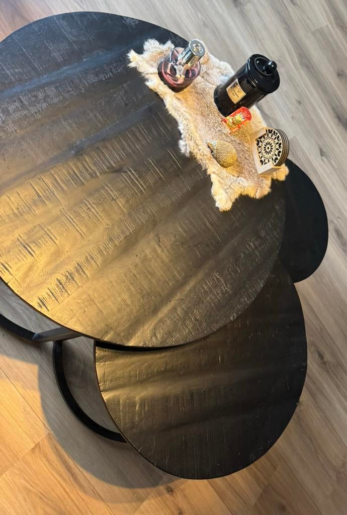 Zwarte mango houten tafels, Ophalen, 50 tot 100 cm, Rond, 50 tot 100 cm