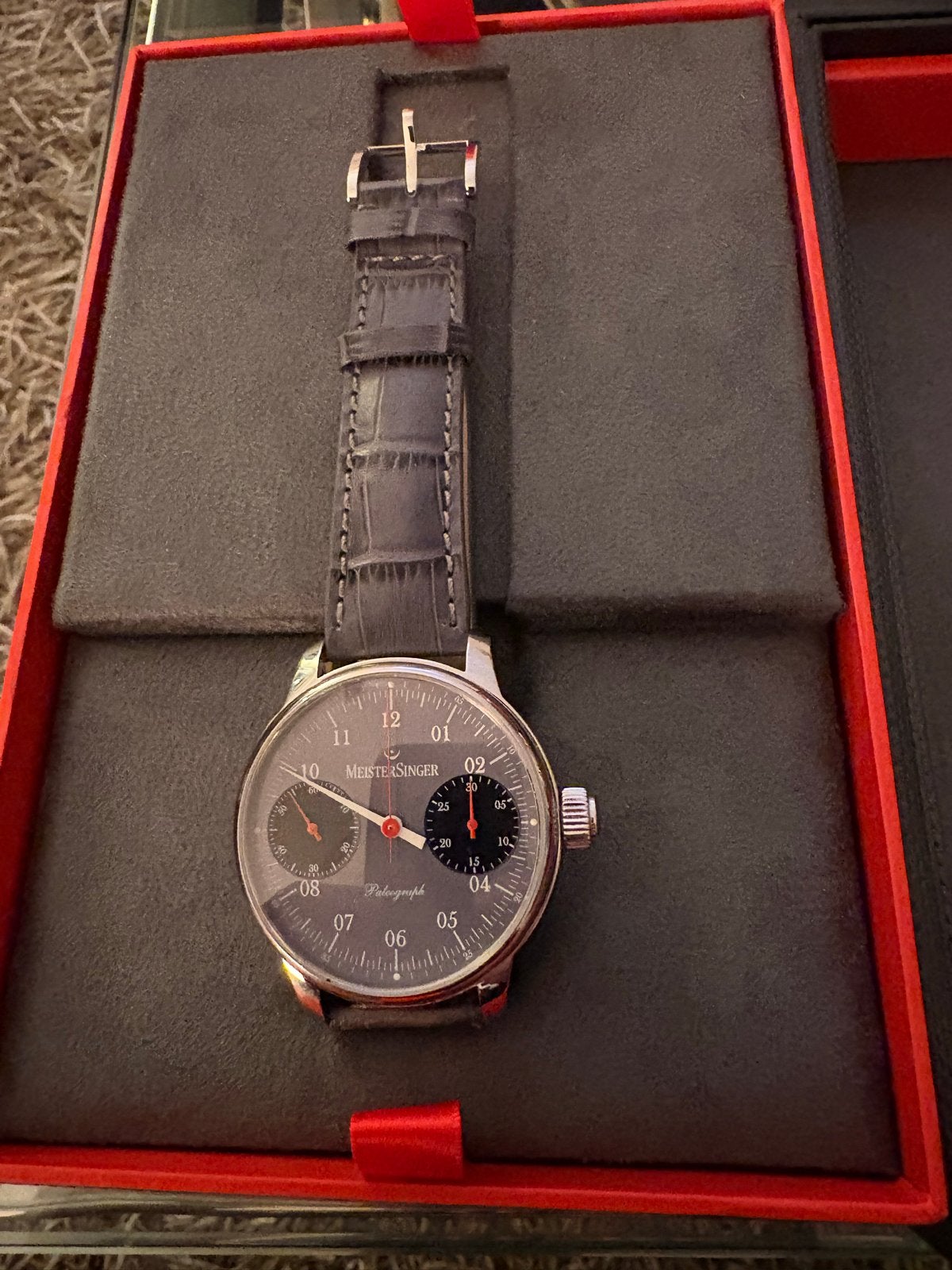 MeisterSinger Paleograph polshorloge nieuw, Overige merken, Leer, Staal, Polshorloge