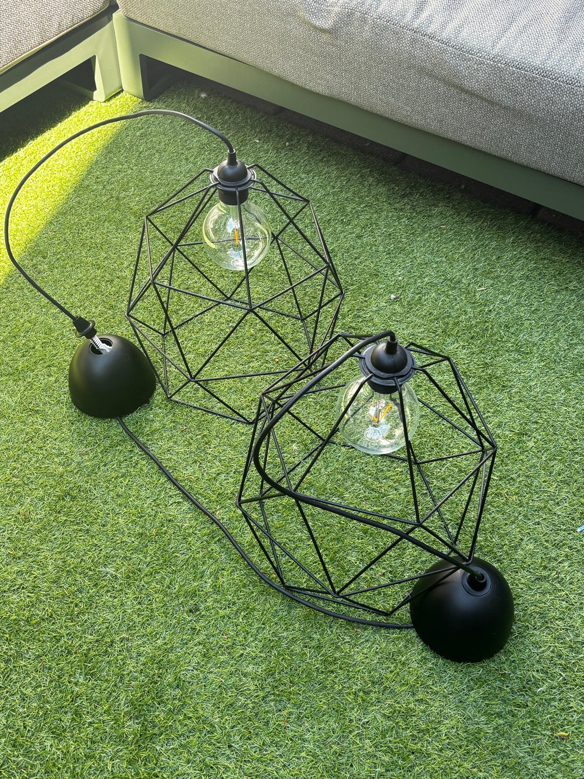 zwarte draadlampen (aanelkaar) met lampen, Zwart, Zo goed als nieuw, Modern, Ophalen