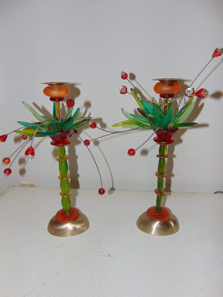 Vintage kandelaars Orno Lalo, Huis en Inrichting, Gebruikt, 36 cm, Meerkleurig, Ophalen of Verzenden