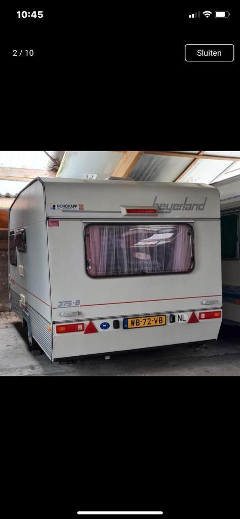 Gezellige Beyerland 375-B Caravan met Voortent, Treinzit, Particulier, Tot en met 4, 500 - 750 kg