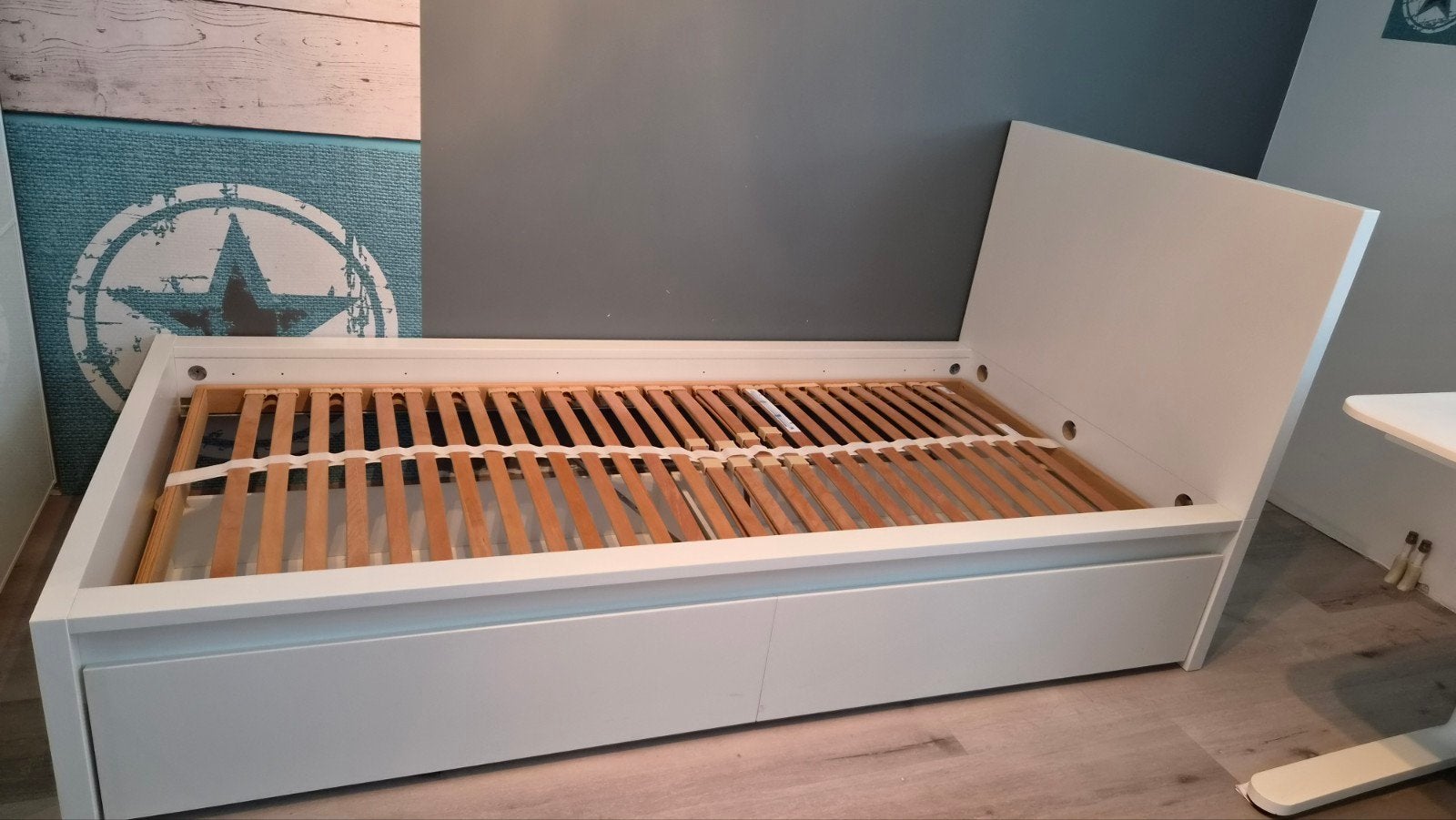 IKEA MALM bed met lades en lattenbodem - Wit, Ophalen, Gebruikt, 90 cm, Eenpersoons