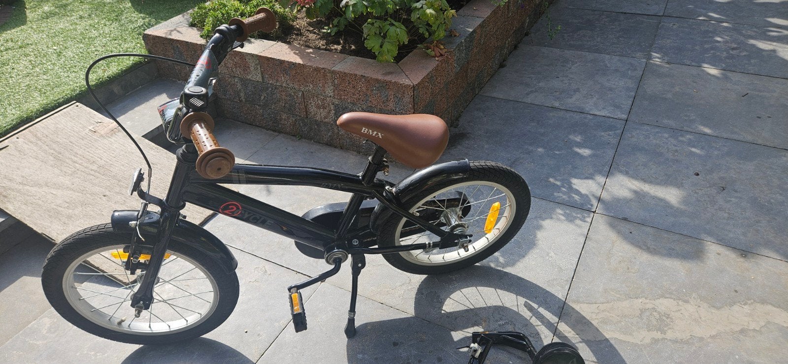 BMX kinderfiets 16 inch met bel en zijwieltjes, Ophalen, Gebruikt, 16 tot 20 inch, Zijwieltjes