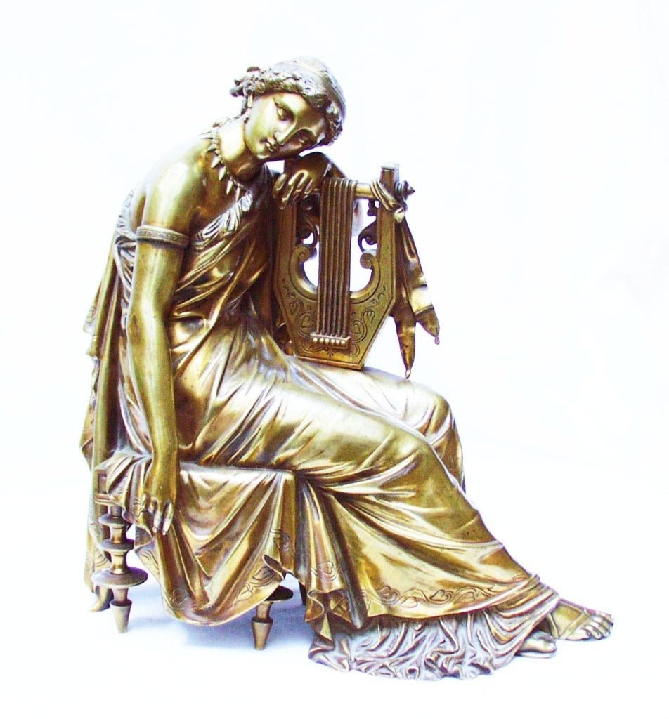 LAURENT brons antiek klok beeld., Ophalen of Verzenden, Brons, Beeld, Goud