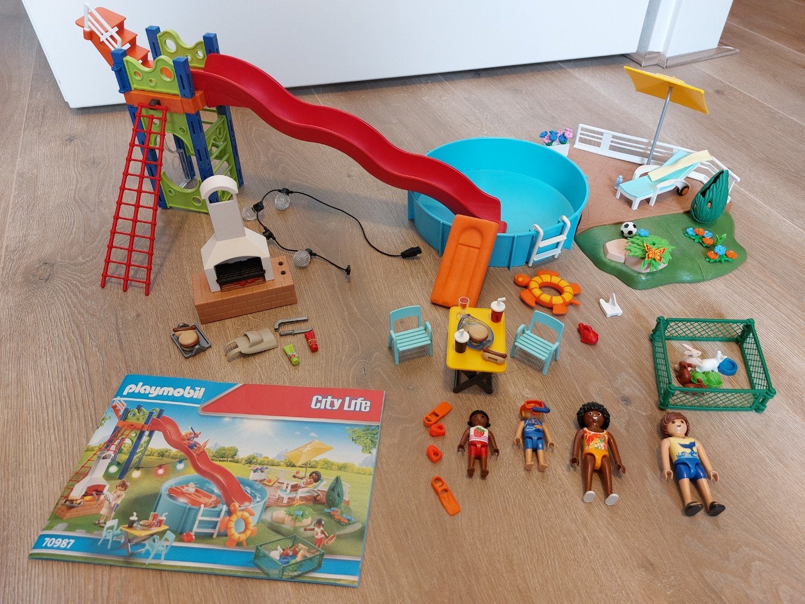 playmobil 70987 zwembadfeest met glijbaan, Kinderen en Baby's, Speelgoed | Playmobil, Ophalen, Zo goed als nieuw