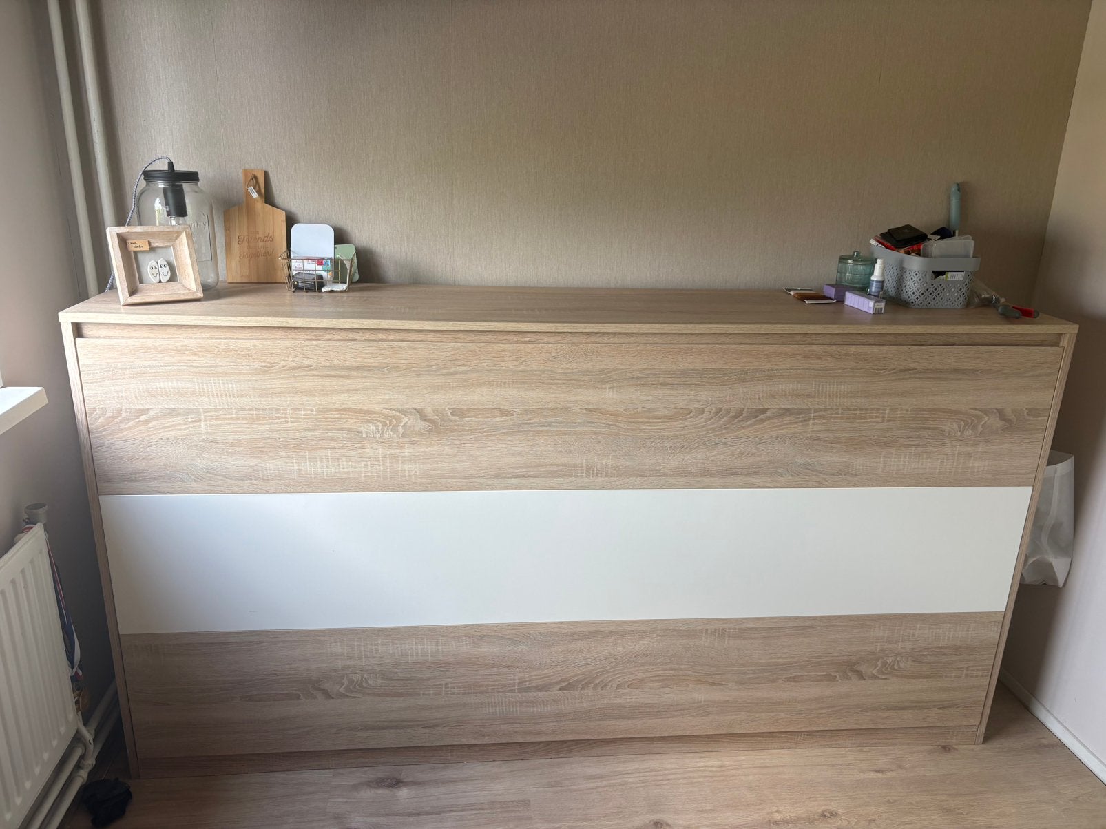 Bedkast- opklapbed, Ophalen, Eenpersoons, Wit, 190 cm of minder