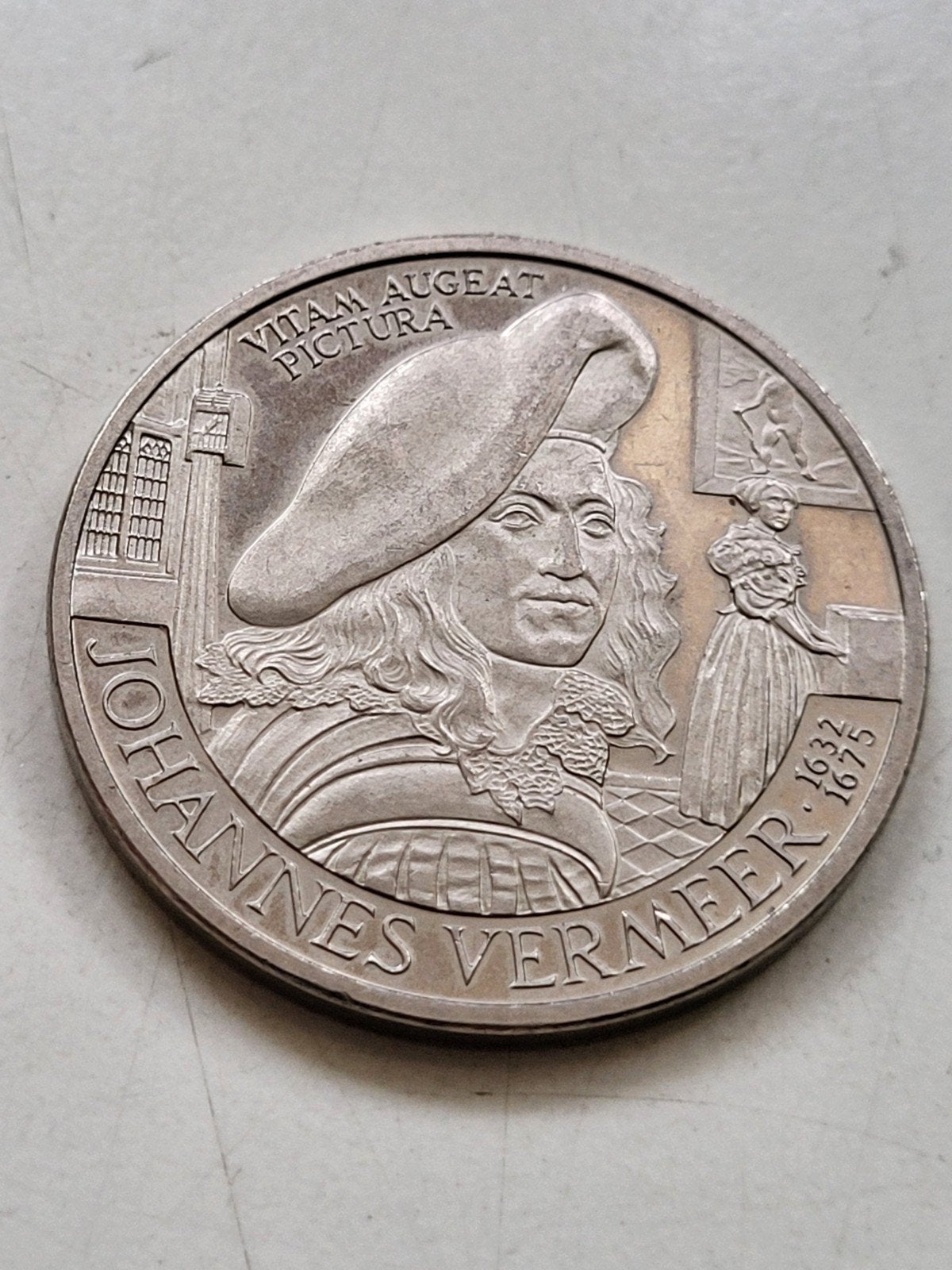 Penning 2½ ECU munt Johannes Vermeer 1996, Postzegels en Munten, Penningen en Medailles, Ophalen of Verzenden