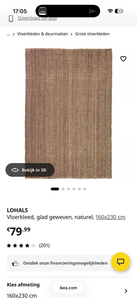 Tapijt lohals ikea, Huis en Inrichting, Ophalen, Minder dan 10 m²