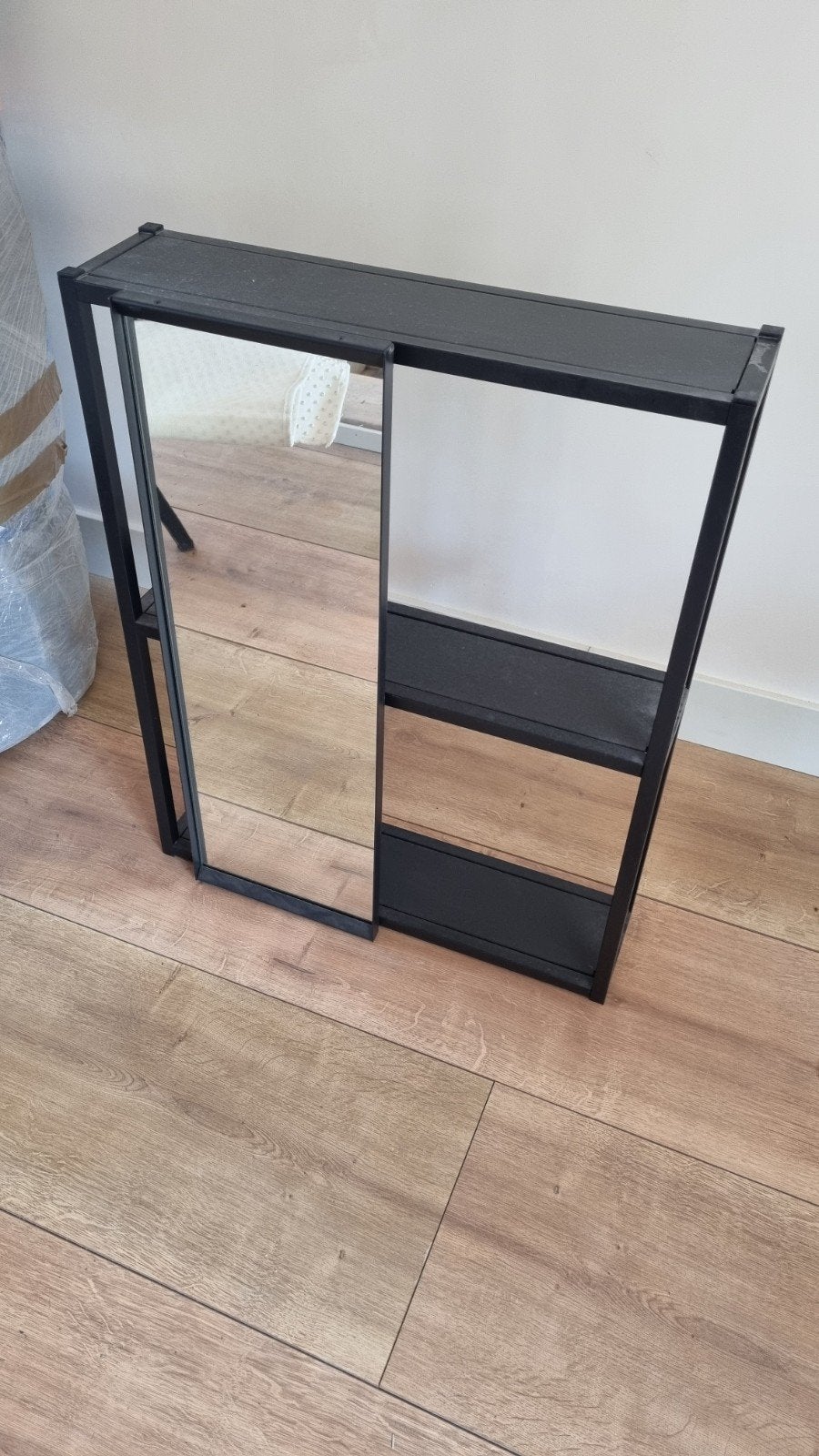 Zwarte IKEA ENHET spiegel met planken, Ophalen, Nieuw, Minder dan 100 cm, Rechthoekig