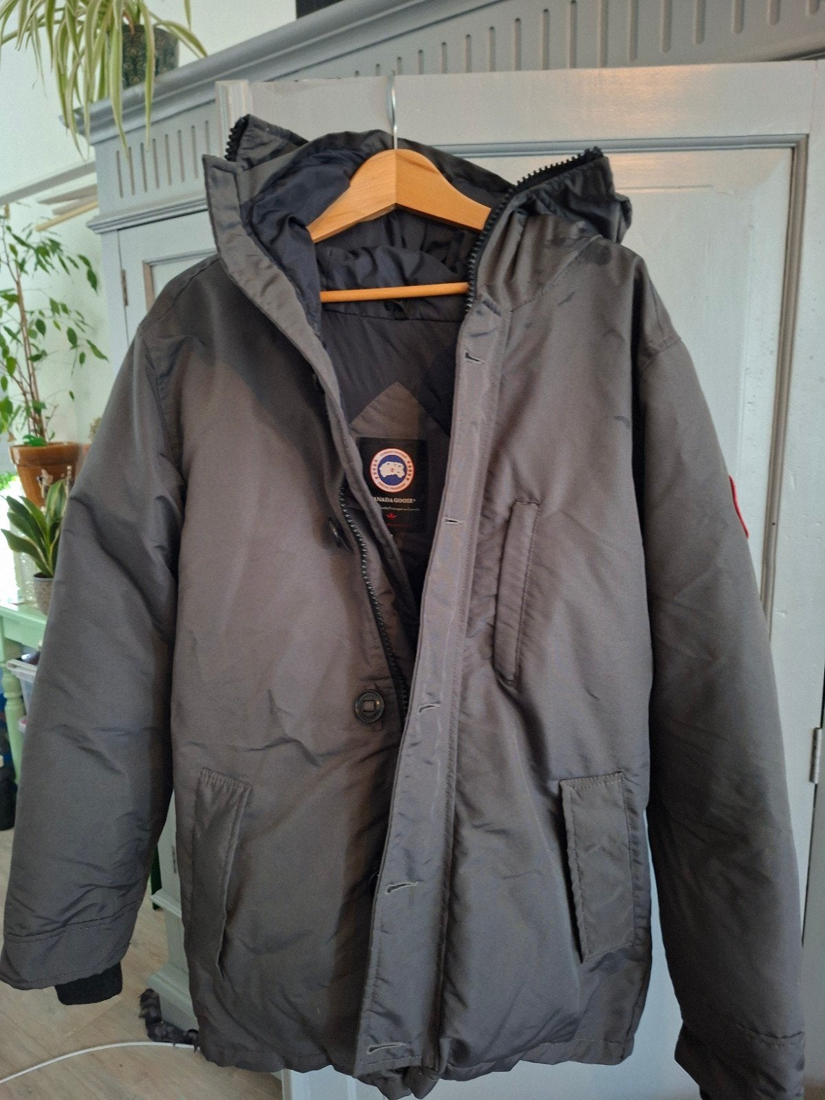 winterjas met dons, Kleding | Heren, Verzenden, Canada Goose, Zo goed als nieuw, Grijs