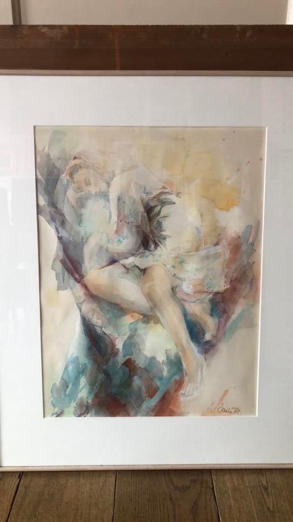 Oude aquarel, Antiek en Kunst, Kunst | Schilderijen | Klassiek, Ophalen of Verzenden