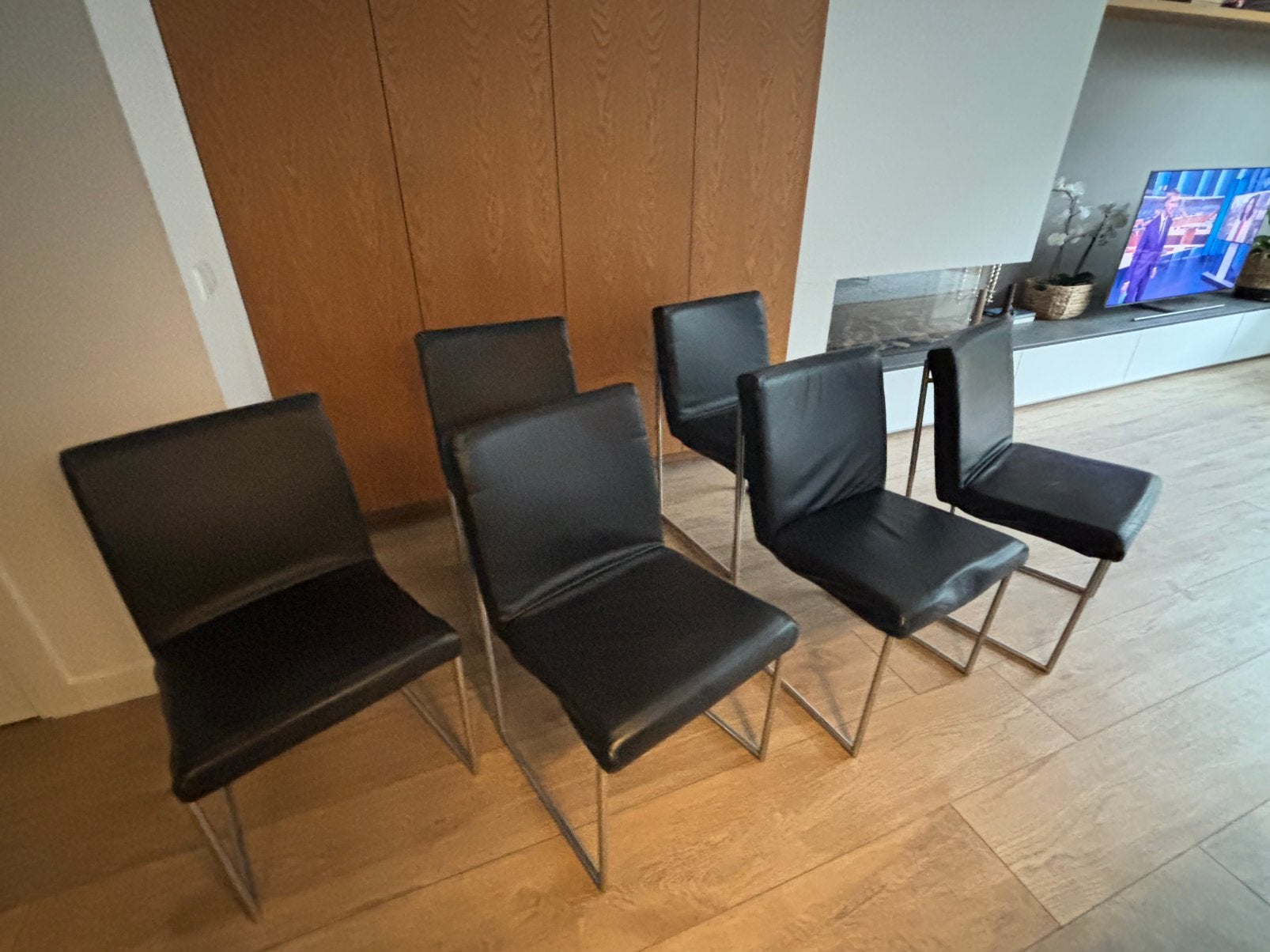 Mooie leren Harvink eetkamerstoelen, Ophalen, Gebruikt, Vijf, Zes of meer stoelen