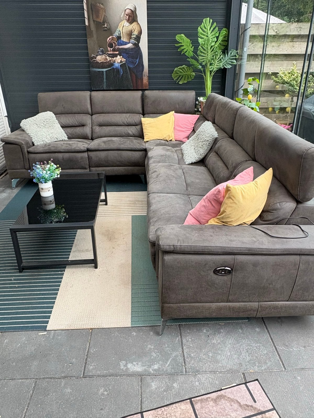 Moderne Hoekbank met USB-aansluiting en Relaxfunctie, Huis en Inrichting, Ophalen, 250 tot 300 cm, Hoekbank, Zo goed als nieuw