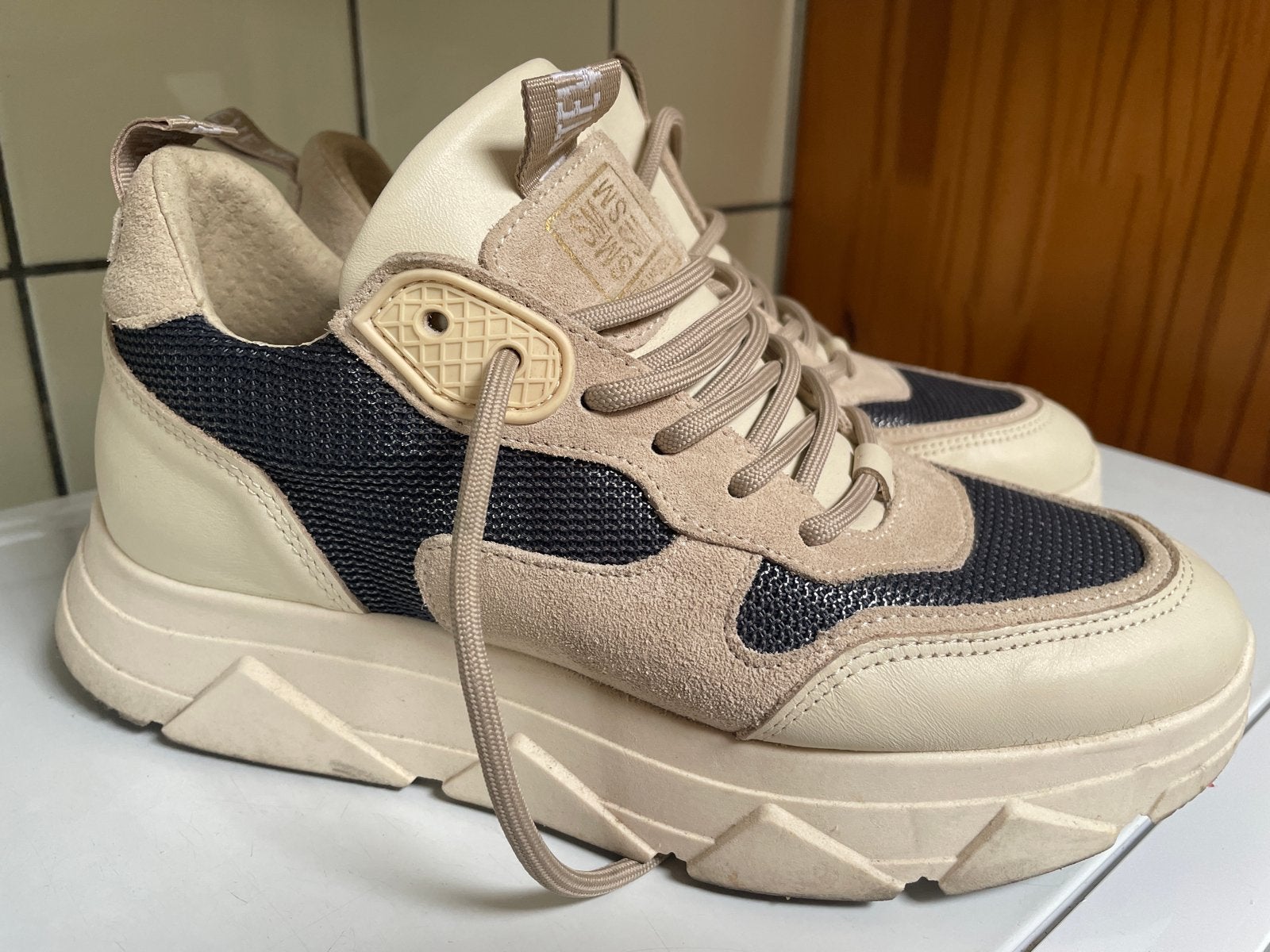 Steve Madden Pitty Sneakers Maat 39 Beige/Blauw, Ophalen of Verzenden, Gedragen, Beige, Sneakers of Gympen