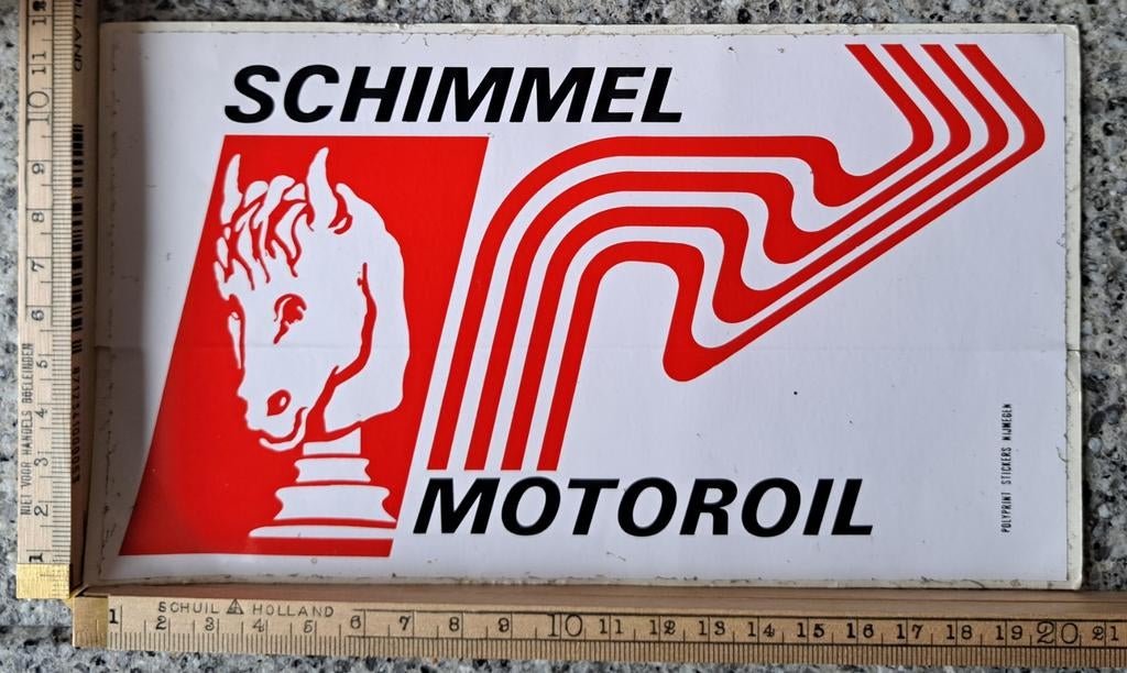 Vintage sticker Schimmel motoroil logo merk benzinestation, Verzamelen, Ophalen of Verzenden, Zo goed als nieuw
