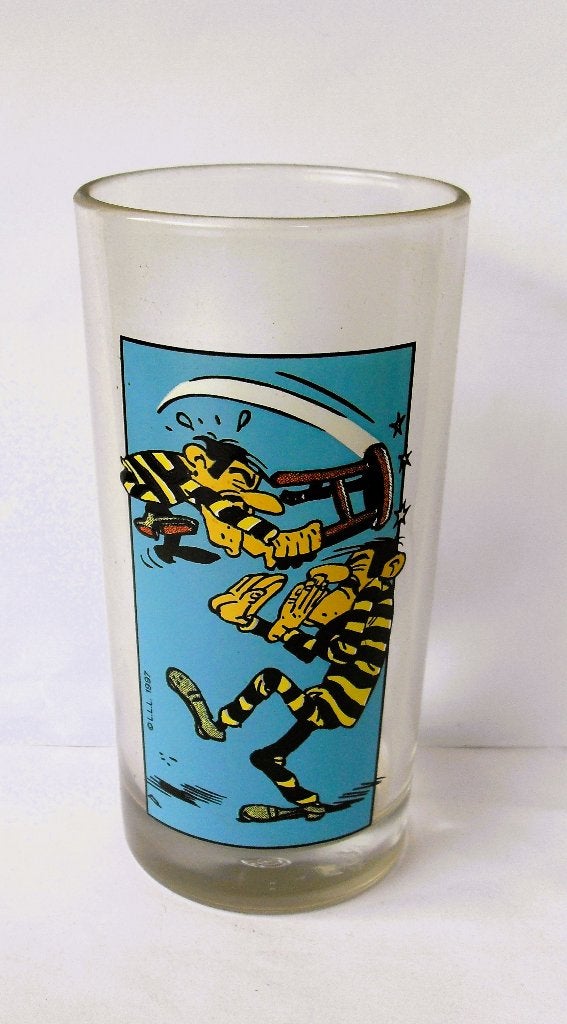 Lucky Luke Glas 1997 Joe Dalton Averell Dalton Rataplan, Ophalen of Verzenden, Overige figuren, Zo goed als nieuw, Gebruiksvoorwerp