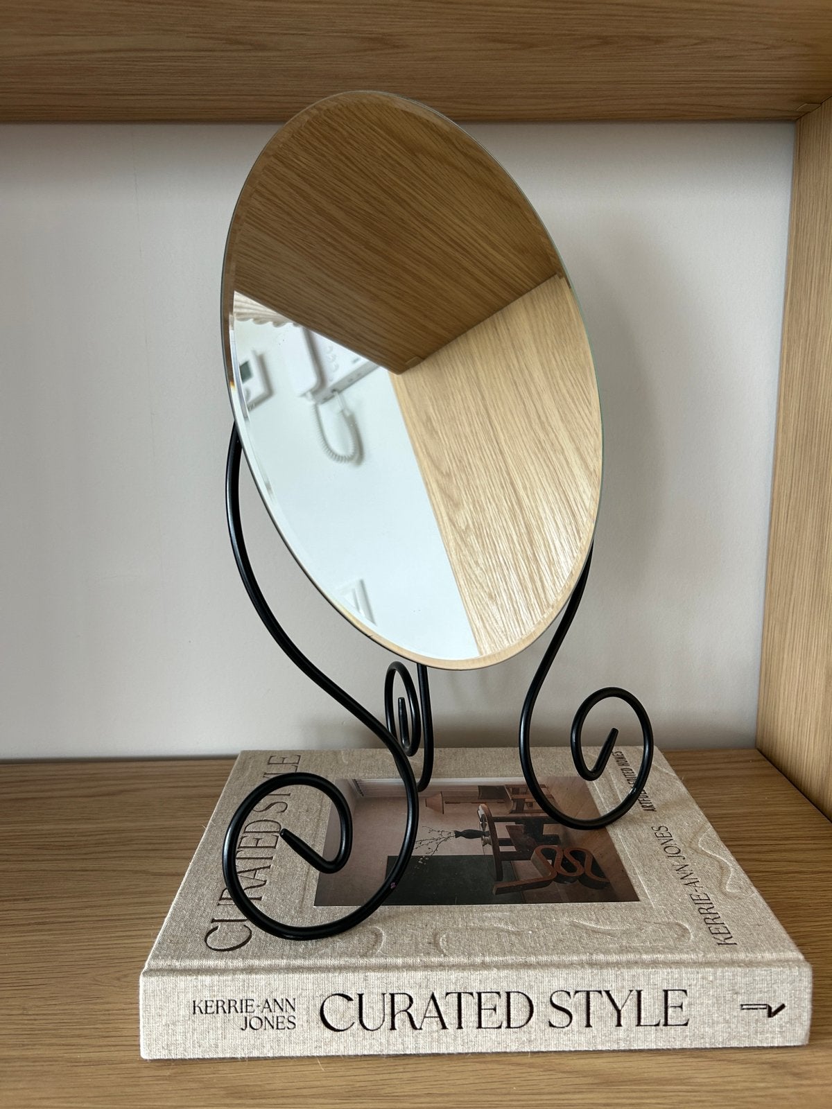 Vintage IKEA Tafespiegel Zwart Metaal | Jaren ’90, Huis en Inrichting, Woonaccessoires | Spiegels, Minder dan 50 cm, Ophalen of Verzenden