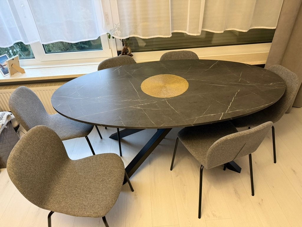 Dining table +  6 chairs, Ophalen, 50 tot 100 cm, Zo goed als nieuw, Vijf personen of meer