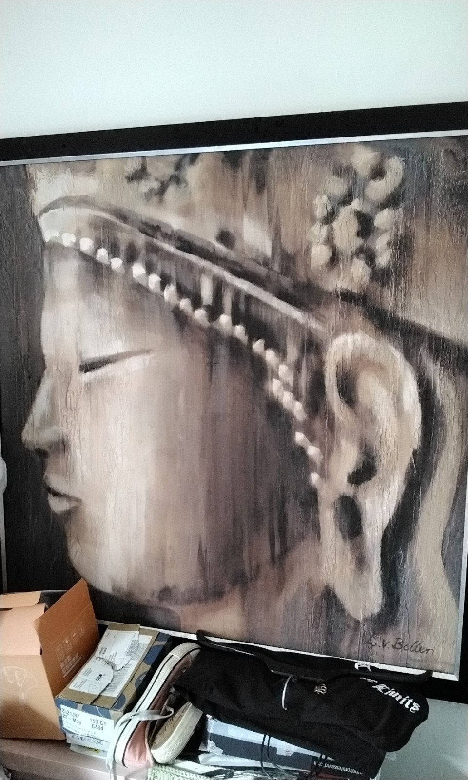 Groot Boeddha Schilderij - Gesigneerd G.V. Bellen 100100, Ophalen of Verzenden