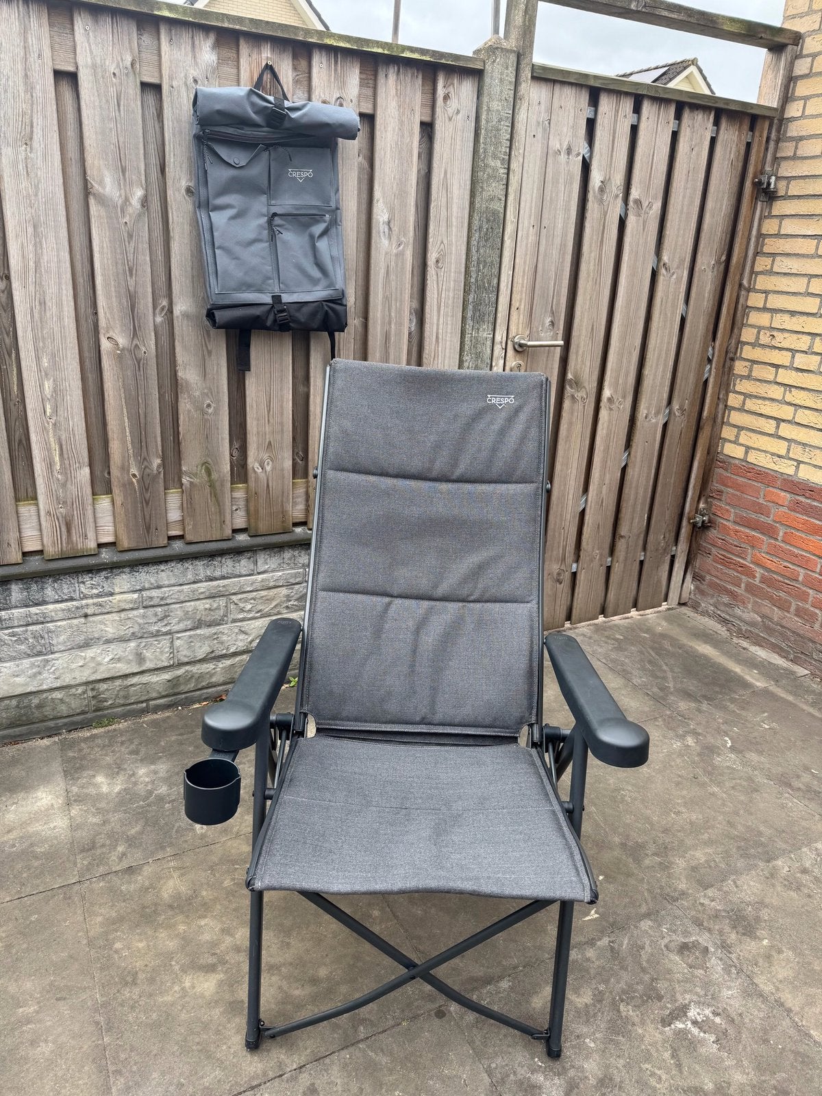 'Crespo AP-737 Tex-Comfort Campingstoel draagtas bekerhouder, Ophalen, Zo goed als nieuw, Campingstoel