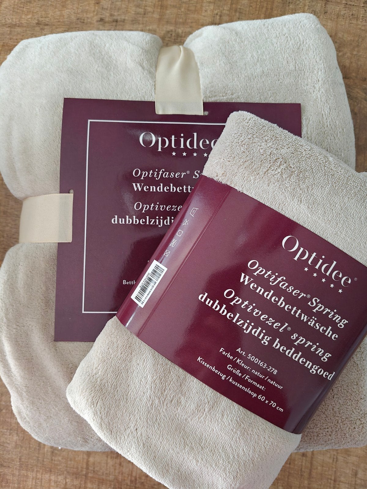 Optidee Spring dekbedovertrek 140x200cm, Eenpersoons, Beige, Dekbedovertrek, Nieuw
