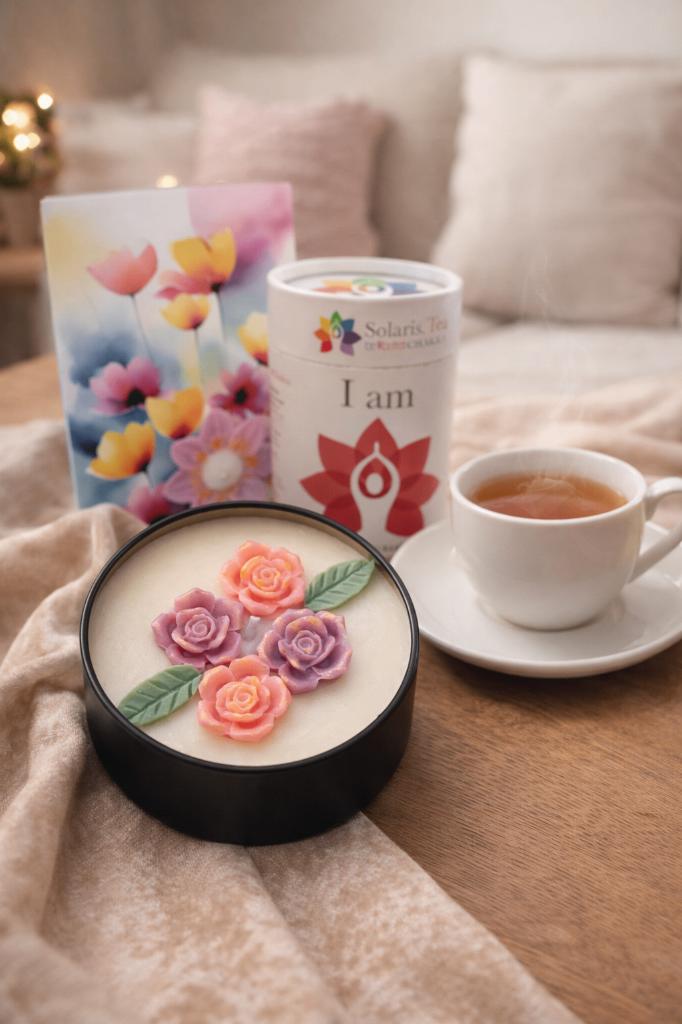 Selfcare cadeau set – kaars, thee & kaart, Overige materialen, Nieuw, Ophalen of Verzenden, Crème