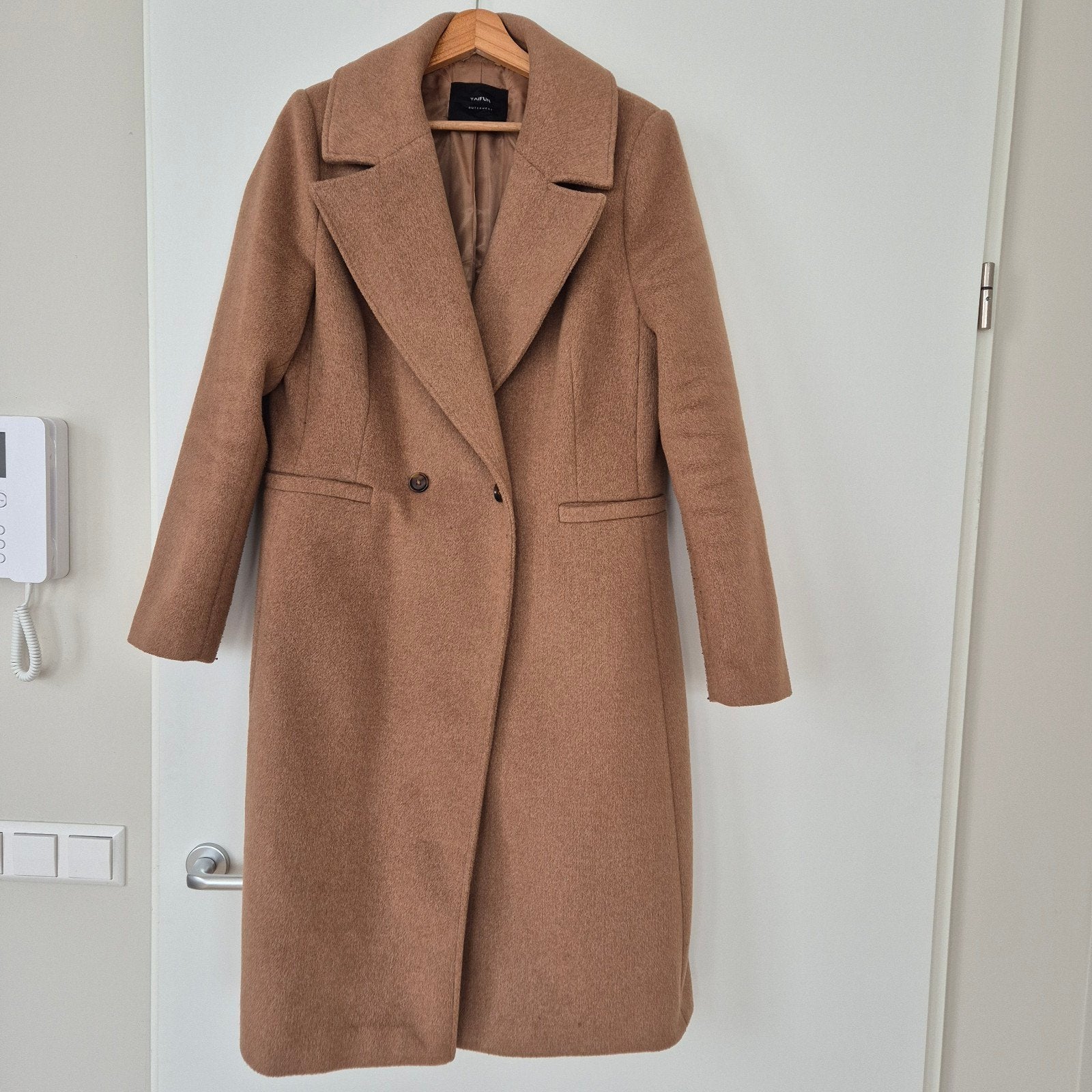 Lange camelkleurige jas van Taifun, maat 42, Taifun, Verzenden, Maat 42/44 (L), Beige
