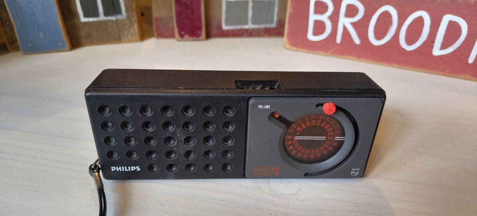 Vintage Philips Transistorradio - Zwart, Audio, Tv en Foto, Radio's, Ophalen