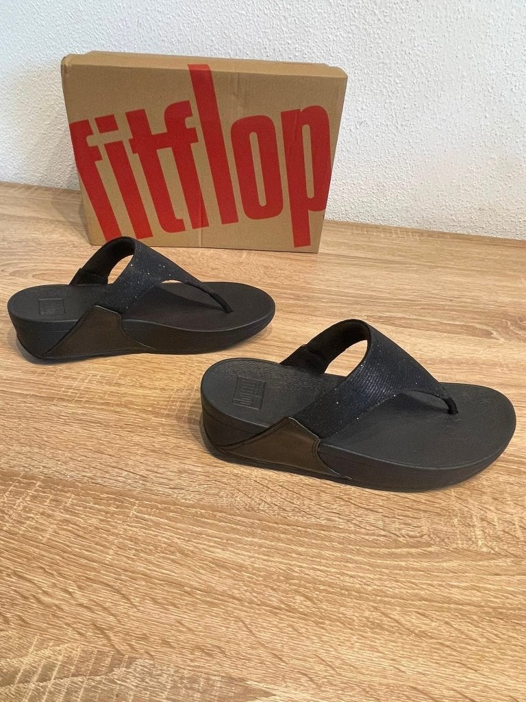 FitFlop Lulu Shimmerlux Slippers met Subtiele Glitter, Mt 38, Zwart, Nieuw, Ophalen of Verzenden, Fitflop